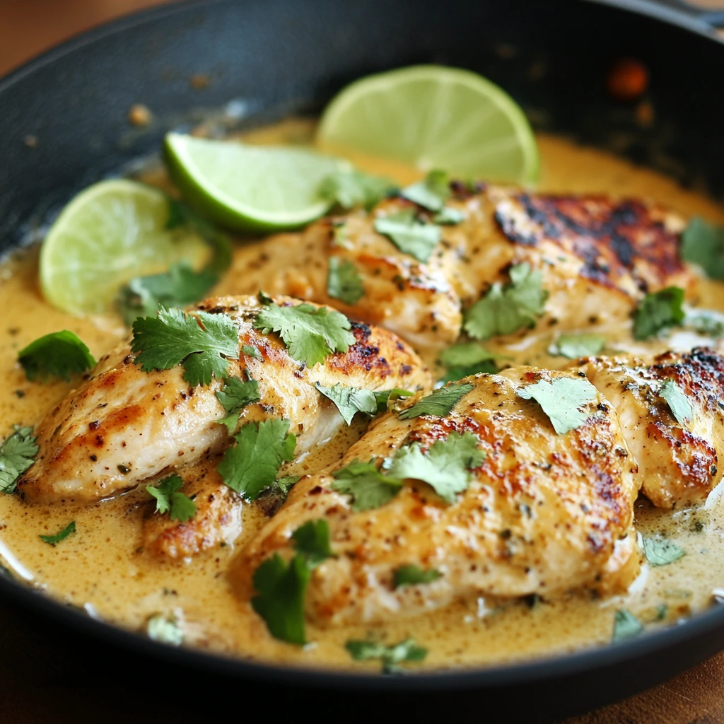 Coconut Lime Chicken with Creamy Sauce and Fresh Cilantro